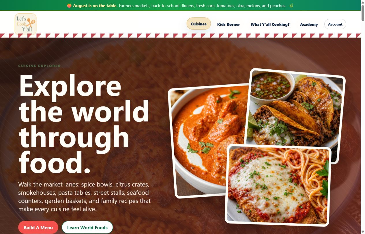 World cuisine discovery inside Let's Cook Y'all
