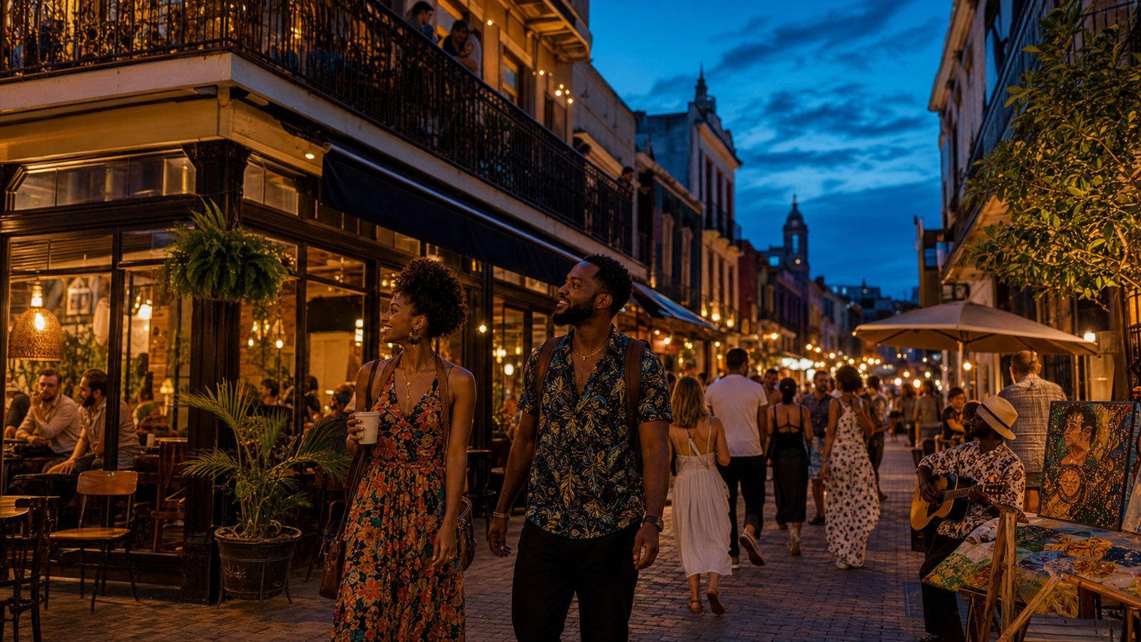 A colorful cultural travel scene